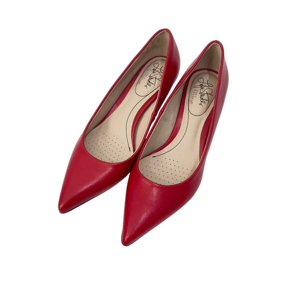 Life Stride Red Faux Leather Kitten Heel Pointed Toe Pumps SZ 6M - Picture 14 of 15